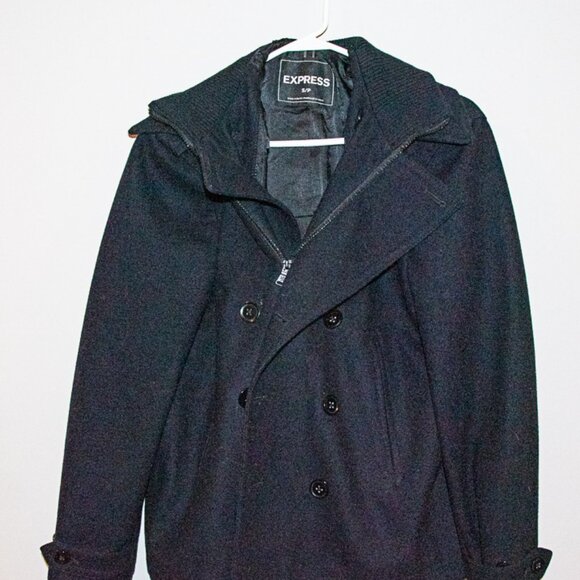 Express Pea Coat Navy Blue Mens Small P - Picture 5 of 5